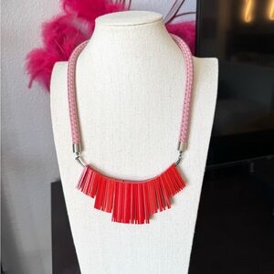 Uncle K Brazil Pink and Red Fringe Necklace